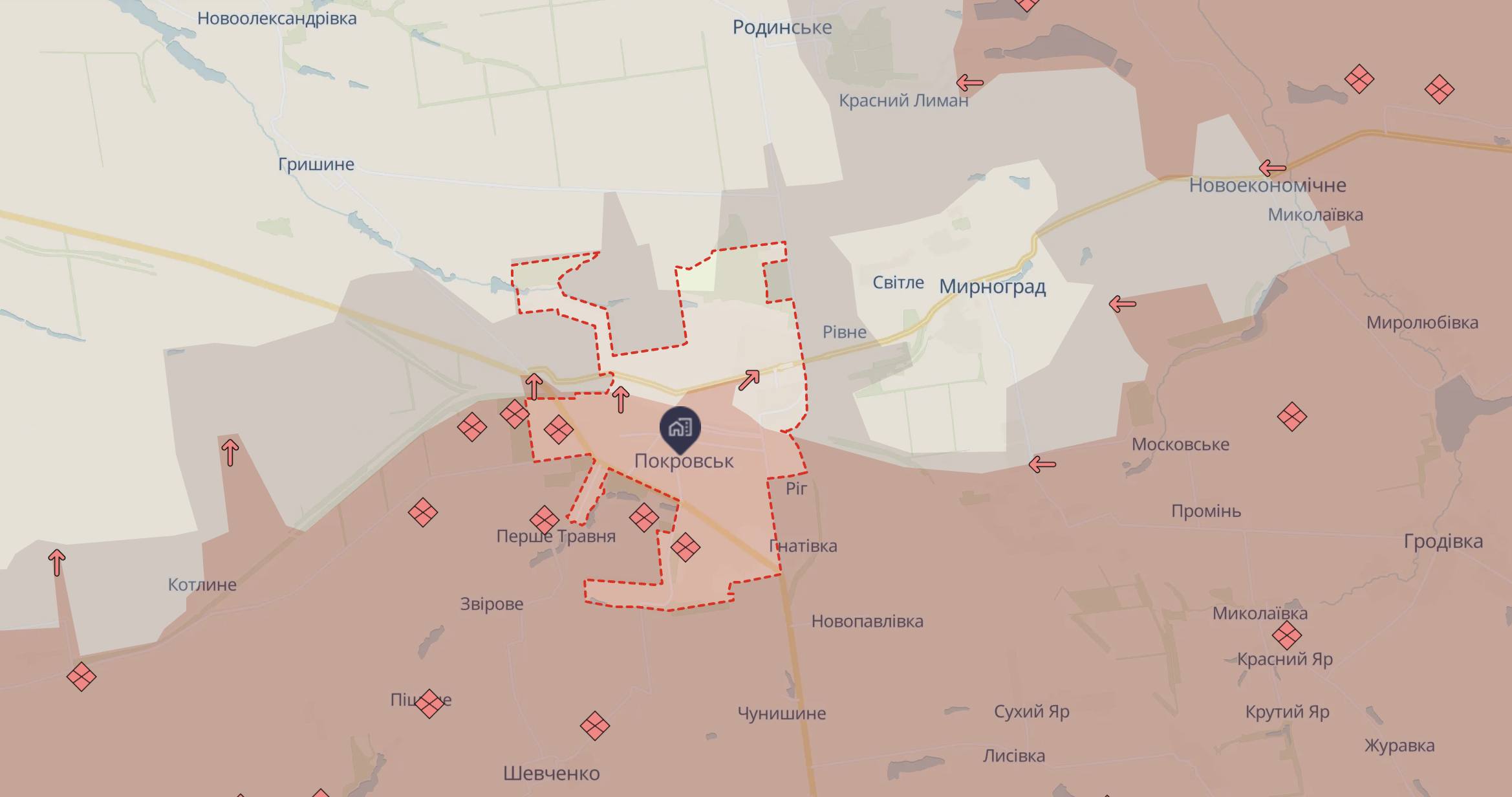 Ориентировочная карта боевых действий на 9 декабря в 23:30 Ориентировочная карта боевых действий на 9 декабря в 23:30